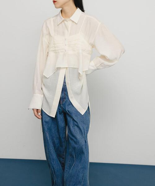 KBF（ケイビーエフ）の「ビスチェSETドロストシャツ（シャツ/ブラウス・レディース・オフホワイト/ピンク/ベージュ系その他・ONE）」の9枚目の写真