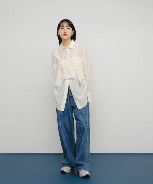 KBF（ケイビーエフ）の「ビスチェSETドロストシャツ（シャツ/ブラウス・レディース・オフホワイト/ピンク/ベージュ系その他・ONE）」の10枚目の写真