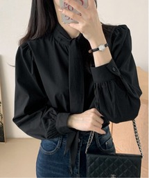 Maison Calme（メゾンカルム）の「【25年秋冬新作】ボウタイ スタンドネック クラシカル ブラウス（シャツ/ブラウス・レディース）」