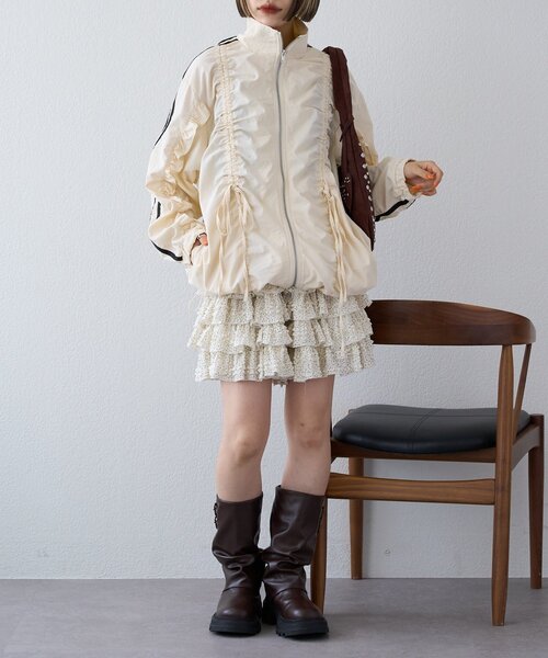 w closet（ダブルクローゼット）の「【25AW/2サイズ展開】リボンラインZIPブルゾン（ブルゾン・レディース・ネイビー/ボルドー/ピンク/アイボリー・SMALL/MEDIUM）」の22枚目の写真