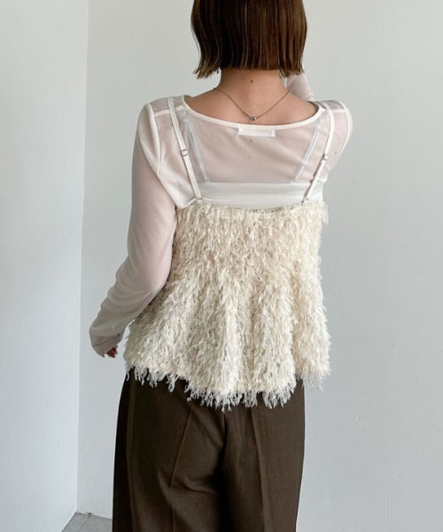 archives（アルシーヴ）の「カットフェザービスチェ×シアーカットＴＯＰＳＳＥＴ（アンサンブル・レディース・アイボリー/モカ/ブラック・MEDIUM）」の7枚目の写真