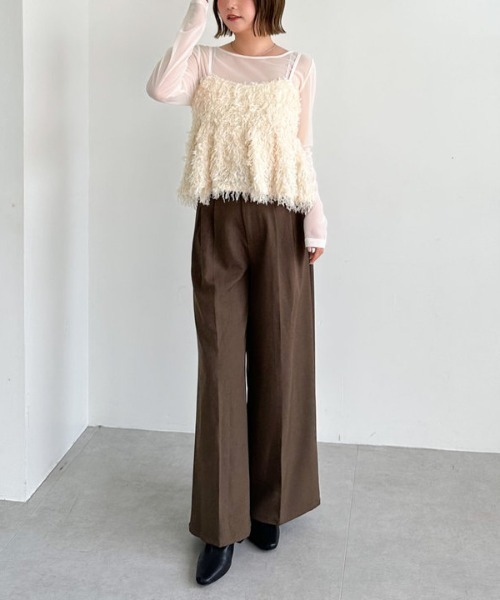 archives（アルシーヴ）の「カットフェザービスチェ×シアーカットＴＯＰＳＳＥＴ（アンサンブル・レディース・アイボリー/モカ/ブラック・MEDIUM）」の8枚目の写真