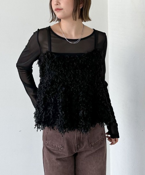 archives（アルシーヴ）の「カットフェザービスチェ×シアーカットＴＯＰＳＳＥＴ（アンサンブル・レディース・アイボリー/モカ/ブラック・MEDIUM）」の13枚目の写真