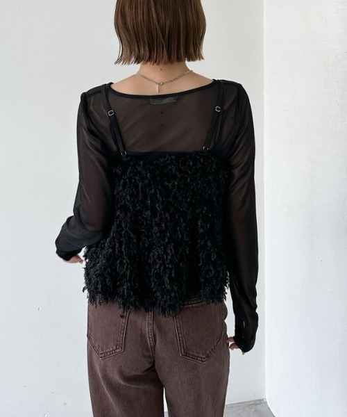 archives（アルシーヴ）の「カットフェザービスチェ×シアーカットＴＯＰＳＳＥＴ（アンサンブル・レディース・アイボリー/モカ/ブラック・MEDIUM）」の15枚目の写真