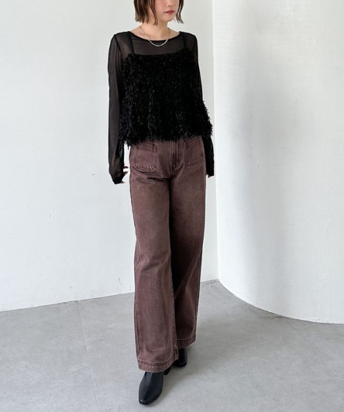 archives（アルシーヴ）の「カットフェザービスチェ×シアーカットＴＯＰＳＳＥＴ（アンサンブル・レディース・アイボリー/モカ/ブラック・MEDIUM）」の16枚目の写真