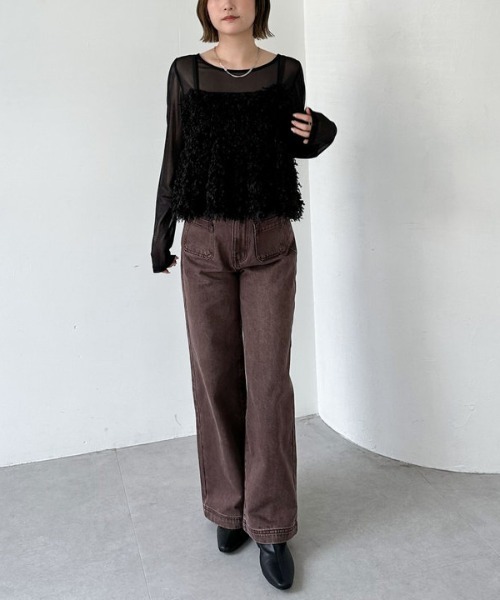 archives（アルシーヴ）の「カットフェザービスチェ×シアーカットＴＯＰＳＳＥＴ（アンサンブル・レディース・アイボリー/モカ/ブラック・MEDIUM）」の17枚目の写真