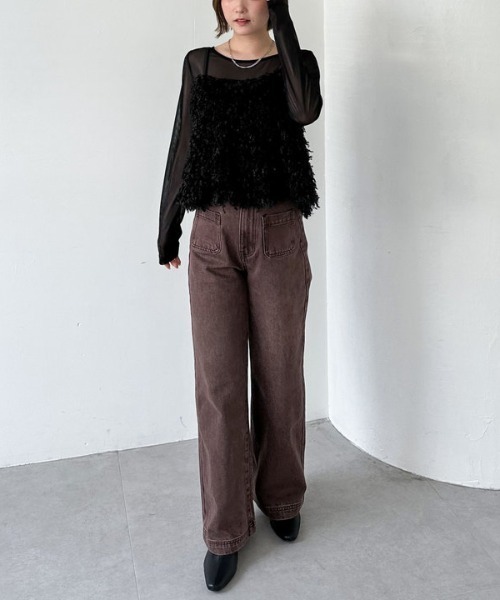 archives（アルシーヴ）の「カットフェザービスチェ×シアーカットＴＯＰＳＳＥＴ（アンサンブル・レディース・アイボリー/モカ/ブラック・MEDIUM）」の18枚目の写真