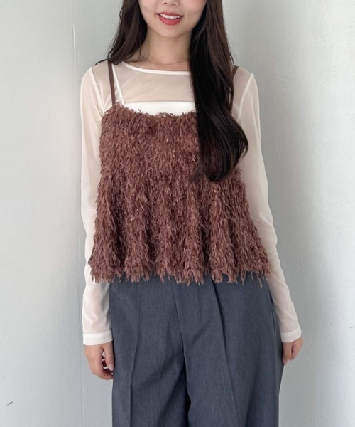 archives（アルシーヴ）の「カットフェザービスチェ×シアーカットＴＯＰＳＳＥＴ（アンサンブル・レディース・アイボリー/モカ/ブラック・MEDIUM）」の20枚目の写真