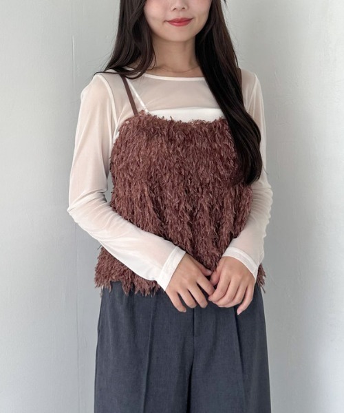 archives（アルシーヴ）の「カットフェザービスチェ×シアーカットＴＯＰＳＳＥＴ（アンサンブル・レディース・アイボリー/モカ/ブラック・MEDIUM）」の22枚目の写真