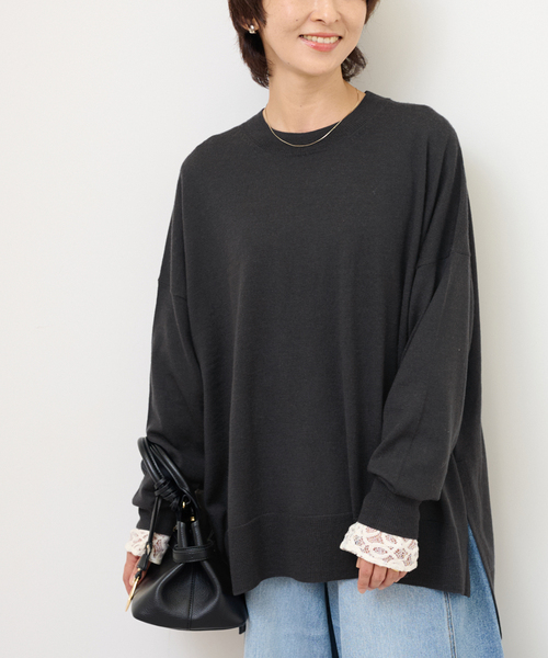 【2025AW】relume BiellaYarnワイドクルーネックニット 一部WEB限定追加 / 新色》BiellaYarnワイドクルーネックプルオーバー