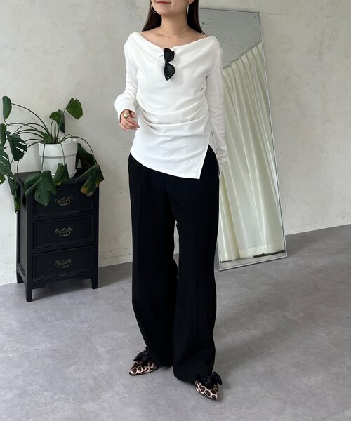 prose verse（プロズヴェール）の「ドレープネックトップス（Tシャツ/カットソー・レディース・ブラック/オフホワイト・MEDIUM/LARGE）」の13枚目の写真