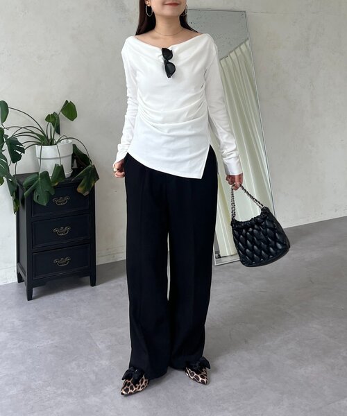 prose verse（プロズヴェール）の「ドレープネックトップス（Tシャツ/カットソー・レディース・ブラック/オフホワイト・MEDIUM/LARGE）」の14枚目の写真