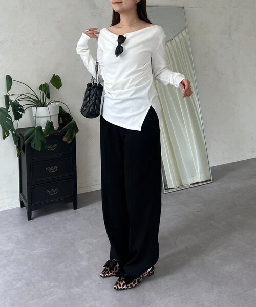 prose verse（プロズヴェール）の「ドレープネックトップス（Tシャツ/カットソー・レディース・ブラック/オフホワイト・MEDIUM/LARGE）」の16枚目の写真