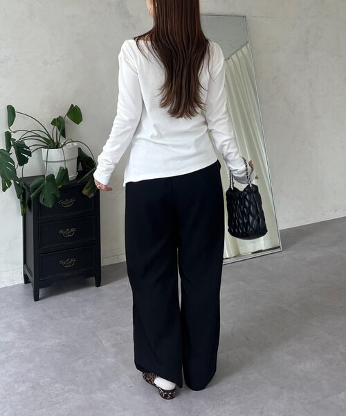 prose verse（プロズヴェール）の「ドレープネックトップス（Tシャツ/カットソー・レディース・ブラック/オフホワイト・MEDIUM/LARGE）」の18枚目の写真