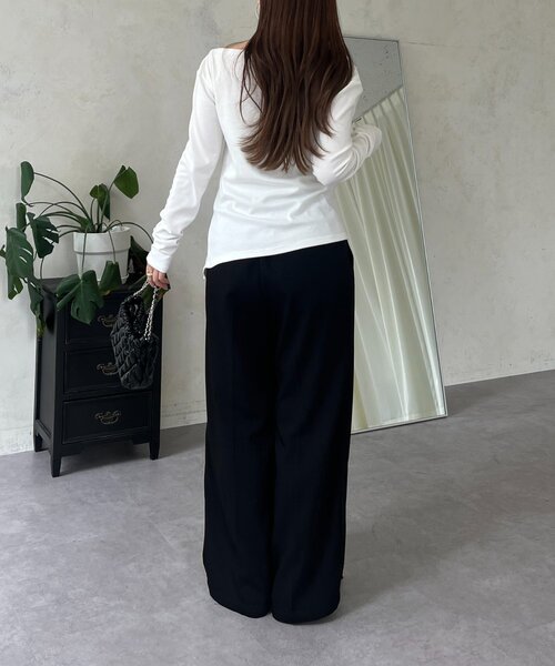 prose verse（プロズヴェール）の「ドレープネックトップス（Tシャツ/カットソー・レディース・ブラック/オフホワイト・MEDIUM/LARGE）」の19枚目の写真