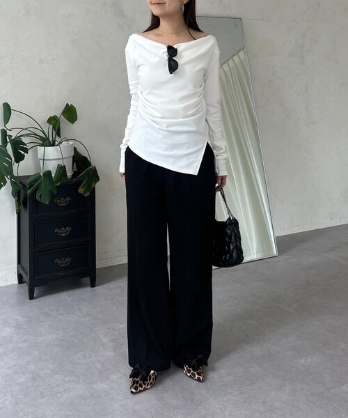 prose verse（プロズヴェール）の「ドレープネックトップス（Tシャツ/カットソー・レディース・ブラック/オフホワイト・MEDIUM/LARGE）」の22枚目の写真