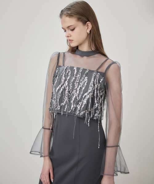 セール】【LEJA】2WAYスパンコールビスチェチュールIラインワンピース