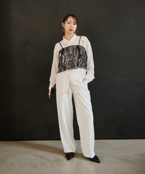 LEJA】2WAYスパンコールビスチェチュールIラインワンピースドレス2点