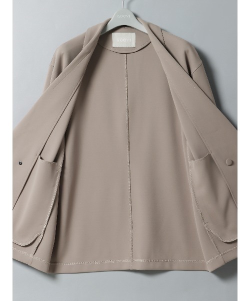 SUIT SQUARE（スーツスクエア）の「GOOVI ダブルショールカラージャケット ウォッシャブル（テーラードジャケット・メンズ・ベージュ系/ブラック系・1/2/3）」の14枚目の写真