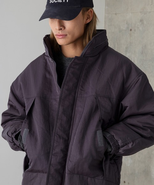 90sUSA製ネイティブ幾何学リブ切り替えダービージャケット型ブルゾンダック生地 DRAW(ドロー) / モンスターロングパデットジャケット（ブルゾン