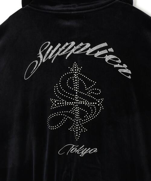 SUPPLIER(サプライヤー)の「SUPPLIER/サプライヤー/CROSS RHINESTONE VELOUR ZIP HOODIE(パーカー・メンズ・ブラック・XL/L/M)」の5枚目の写真