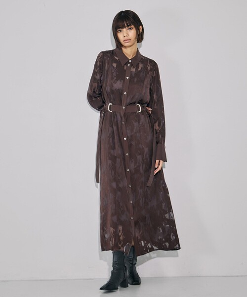 【完売間近！】オパールコンビワンピース｜オケージョン/シアー/シャツワンピース/細見え/秋服/冬服