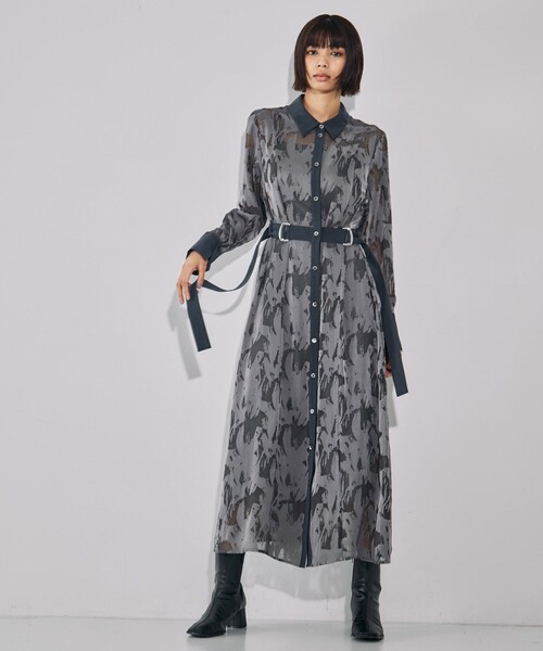 完売間近！】オパールコンビワンピース｜オケージョン/シアー/シャツ