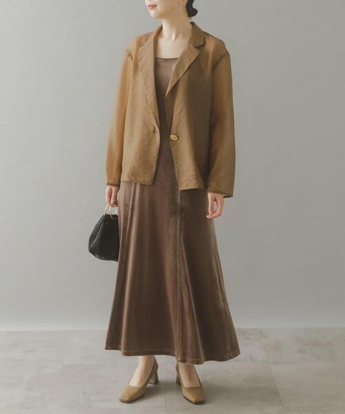 URBAN RESEARCH ROSSO WOMEN（アーバンリサーチ　ロッソ）の「kaene　シアージャケットセットベロアドレス（ワンピース・レディース・ブラウン/ブラック・36）」の5枚目の写真
