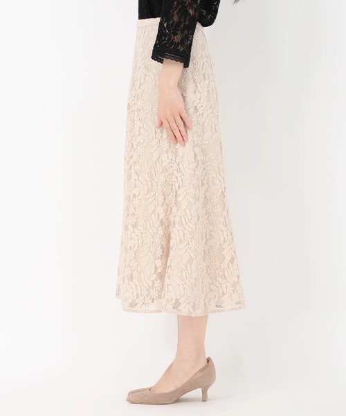 STRAWBERRY-FIELDS(ストロベリーフィールズ)の「コディレース_コードレースフレアスカート(スカート・レディース・ブラック/ベージュ・2)」の3枚目の写真