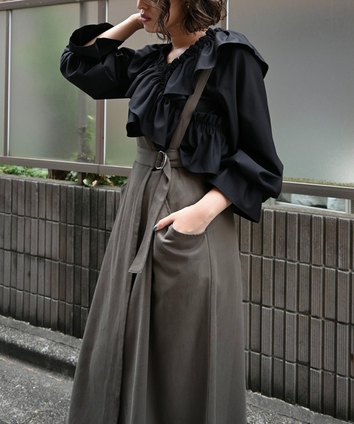 WILLFULLY(ウィルフリー)の「one shoulder twill OP(ワンピース・レディース・タン/ブラウン系その他/ブラック・S/M)」の18枚目の写真