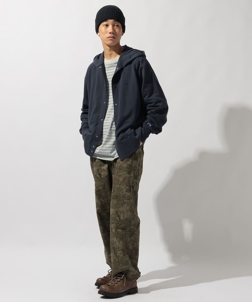 niko and...（ニコアンド）の「【Champion(チャンピオン)】別注NATOKii(ネイトゥーキー)フードスナップカーディガン（カーディガン/ボレロ・メンズ・ネイビー/ナチュラル・MEDIUM/LARGE）」の7枚目の写真