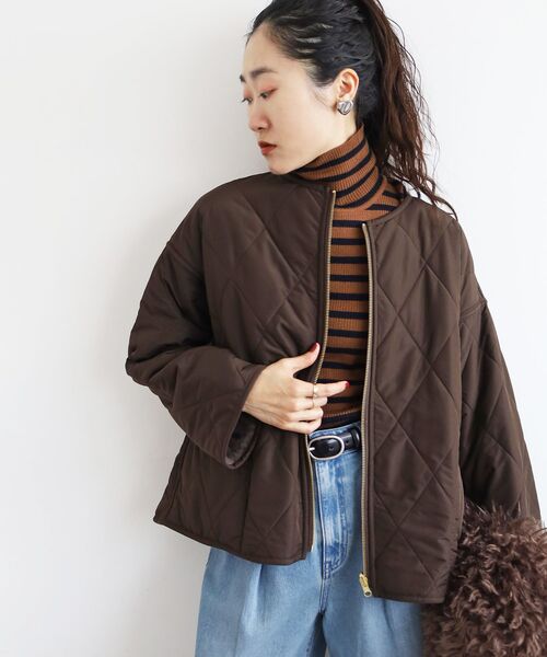 le.coeur blanc(ルクールブラン)の「リバーシブルタフタ×ファーキルトジャケット(その他アウター・レディース・グレイッシュベージュ/ブラウン・38)」の1枚目の写真