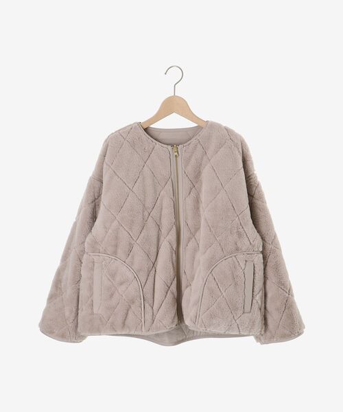 le.coeur blanc(ルクールブラン)の「リバーシブルタフタ×ファーキルトジャケット(その他アウター・レディース・グレイッシュベージュ/ブラウン・38)」の3枚目の写真