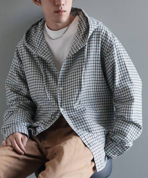 CRAFT STANDARD BOUTIQUE(クラフトスタンダードブティック)の「チェックフードシャツ(シャツ/ブラウス・メンズ・ブルー系その他3/ブルー系その他5/ブラウン系その他4/ブラウン系その他5/ブラック系その他3/グリーン系その他5・M/L)」の5枚目の写真