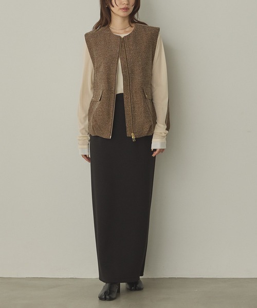 hunch（ハンチ）の「2WAY ダンボールタイトスカート（スカート・レディース・ダークブラウン/ブラック/アイボリー・FREE）」の12枚目の写真