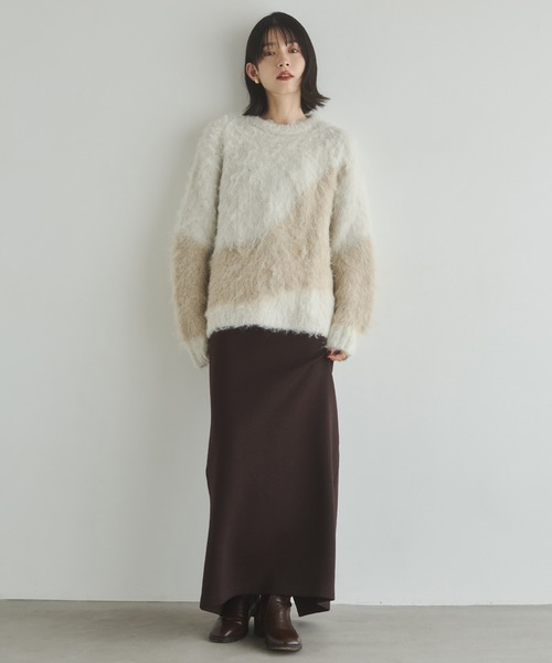 hunch（ハンチ）の「2WAY ダンボールタイトスカート（スカート・レディース・ダークブラウン/ブラック/アイボリー・FREE）」の15枚目の写真