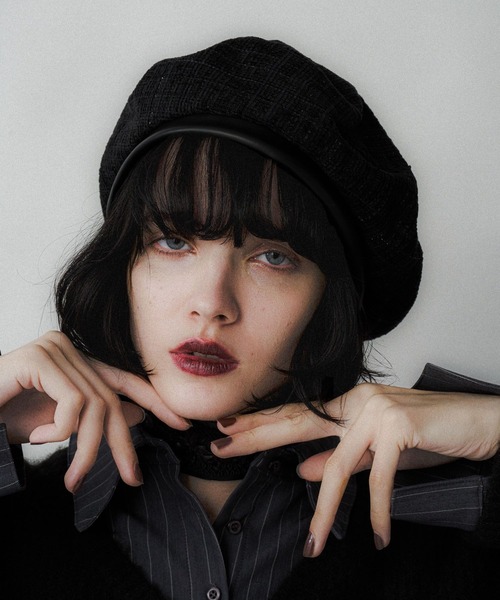 HARE(ハレ)の「ツイードベレー(HARE)(ハンチング/ベレー帽・レディース・ブラック・FREE)」の3枚目の写真