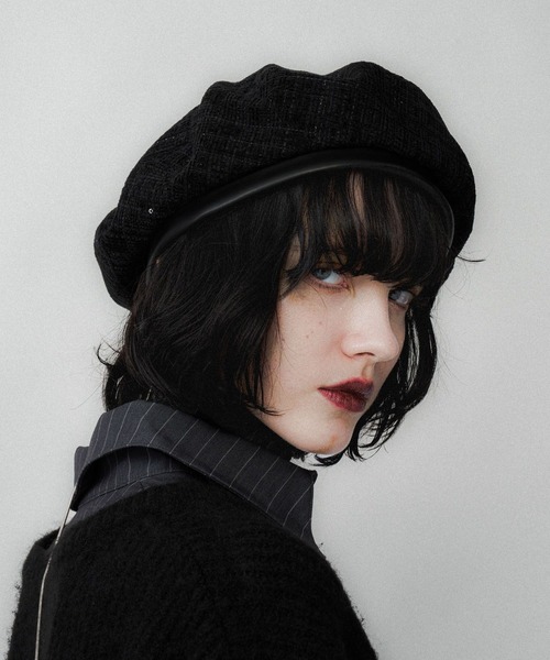 HARE(ハレ)の「ツイードベレー(HARE)(ハンチング/ベレー帽・レディース・ブラック・FREE)」の2枚目の写真
