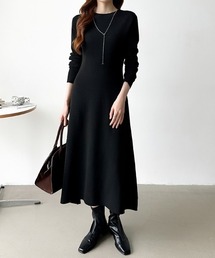 COCOMOMO（ココモモ）の「【選べる2タイプ】 フレアニットワンピース シンプル 配色 バイカラー ニット ワンピース フレアワンピース Aライン（ワンピース・レディース）」