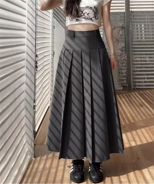 FREE STYLISTS(フリー スタイリスト)の「前後2WAYプリーツスカート(スカート・レディース・グレー/ブラック・S/M/L/XL/2XL/3XL/4XL/5XL)」の3枚目の写真