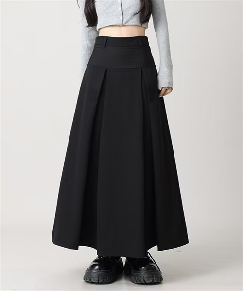 FREE STYLISTS(フリー スタイリスト)の「前後2WAYプリーツスカート(スカート・レディース・グレー/ブラック・S/M/L/XL/2XL/3XL/4XL/5XL)」の1枚目の写真