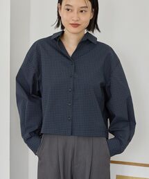 クロップド丈バックタックチェックシャツ