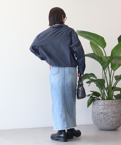 AMERICAN HOLIC(アメリカンホリック)の「クロップド丈バックタックチェックシャツ(シャツ/ブラウス・レディース・ブルー系その他5/ベージュ系その他4・L/M)」の10枚目の写真