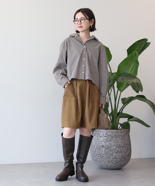 AMERICAN HOLIC(アメリカンホリック)の「クロップド丈バックタックチェックシャツ(シャツ/ブラウス・レディース・ブルー系その他5/ベージュ系その他4・L/M)」の16枚目の写真