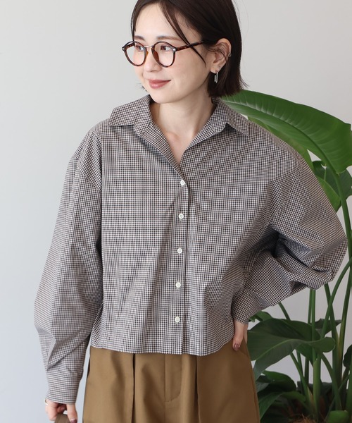 セール】クロップド丈バックタックチェックシャツ（シャツ/ブラウス