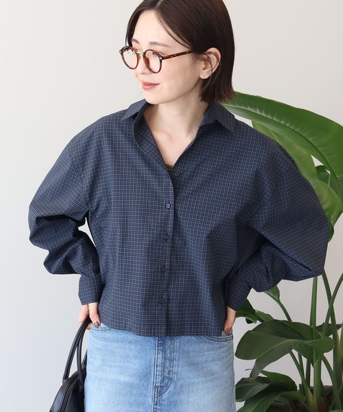 AMERICAN HOLIC(アメリカンホリック)の「クロップド丈バックタックチェックシャツ(シャツ/ブラウス・レディース・ブルー系その他5/ベージュ系その他4・L/M)」の18枚目の写真