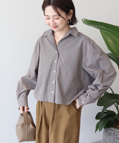 AMERICAN HOLIC(アメリカンホリック)の「クロップド丈バックタックチェックシャツ(シャツ/ブラウス・レディース・ブルー系その他5/ベージュ系その他4・L/M)」の19枚目の写真