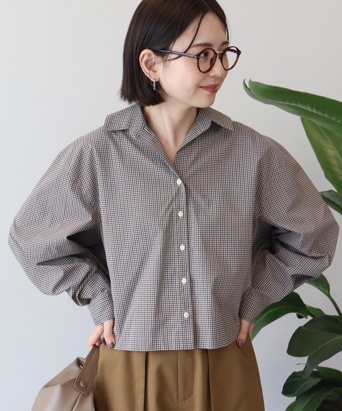 AMERICAN HOLIC(アメリカンホリック)の「クロップド丈バックタックチェックシャツ(シャツ/ブラウス・レディース・ブルー系その他5/ベージュ系その他4・L/M)」の21枚目の写真