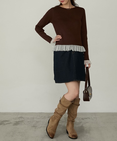 セール】【Cherir Mignon】ベルトデザインギャザーロングブーツ