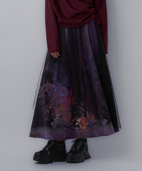 HARE（ハレ）の「Utopia flowerスカート(HARE)（スカート・レディース・パープル/ブラック・FREE）」の7枚目の写真